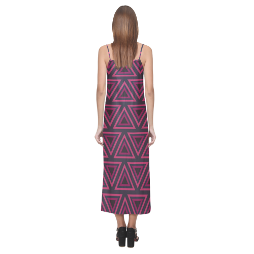 Tribal Ethnic Triangles V-Neck Open Fork Long Dress(Model D18)