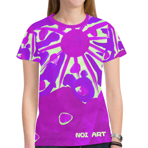 SERIES NOALIE WATERCOLOR PINK SUN New All Over Print T-shirt for Women (Model T45)