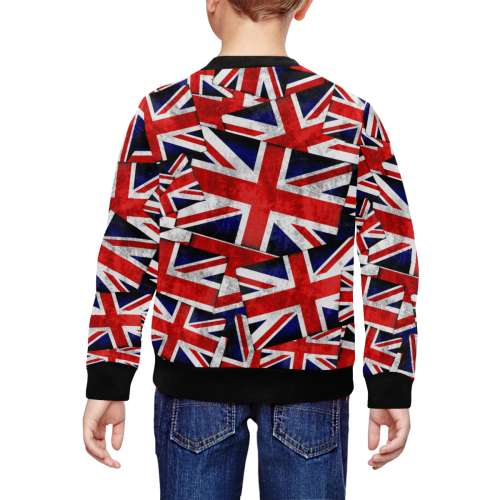 Union Jack British UK Flag All Over Print Crewneck Sweatshirt for Kids (Model H29)
