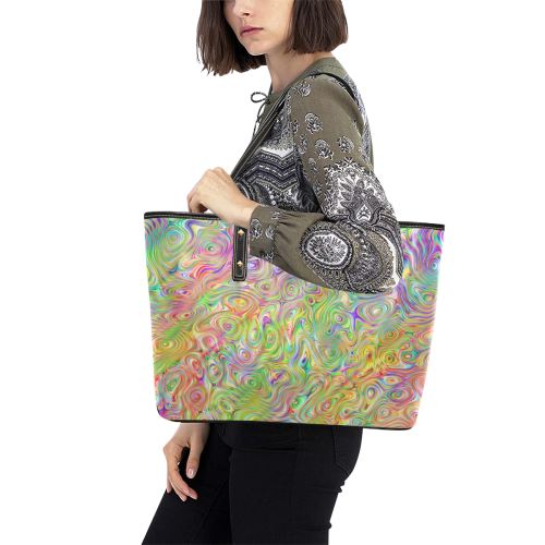 Abstract Art - Wamble Bomb 1 Chic Leather Tote Bag (Model 1709)