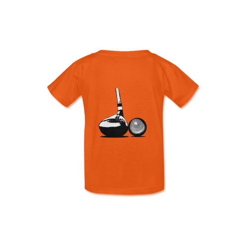 Sports Golf Ball and Club Orange Kid's  Classic T-shirt (Model T22)