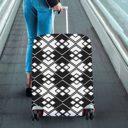 Abstract geometric pattern - black and white. Luggage Cover/Large 26"-28"
