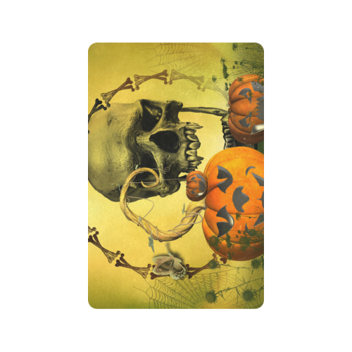 Halloween, funny pumpkins with skull Doormat 24"x16" (Black Base)