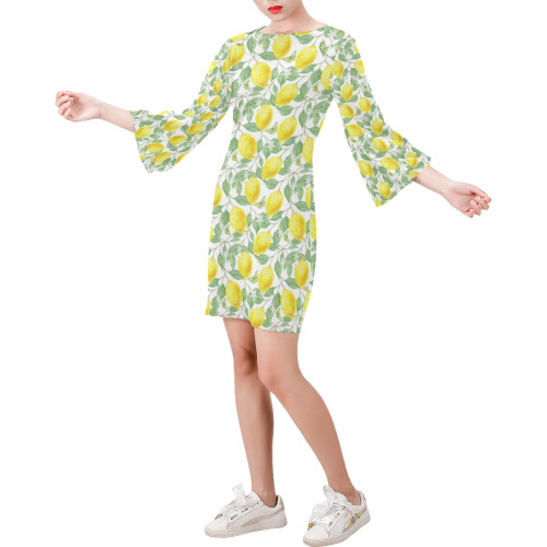 Lemons And Butterfly Bell Sleeve Dress (Model D52)