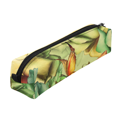 Colorful flowers with butterflies Pencil Pouch/Small (Model 1681)