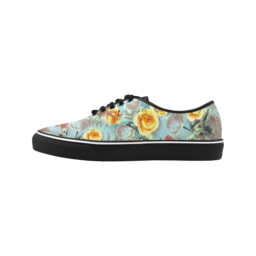 flowers #flowers #pattern Classic Women's Canvas Low Top Shoes/Large (Model E001-4)