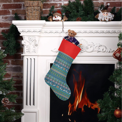 Christmas Rendeer Tree Knit Pattern Christmas Stocking