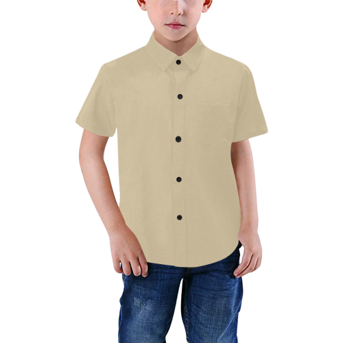 Color Solid Soybean Boys' All Over Print Short Sleeve Shirt (Model T59)