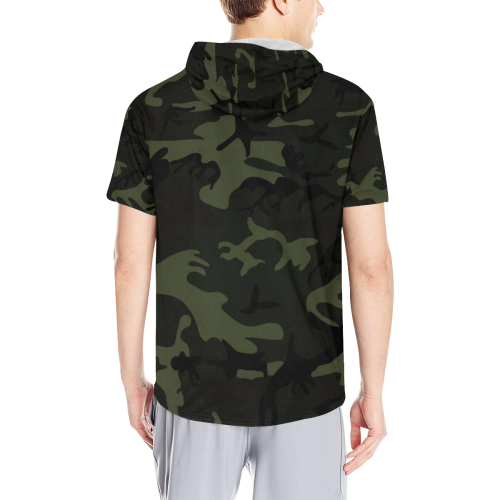 Camo Green All Over Print Short Sleeve Hoodie for Men (Model H32)