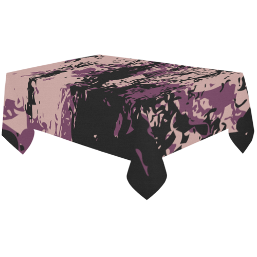 Rose Tan & Magenta Purple Cotton Linen Tablecloth 60"x120"
