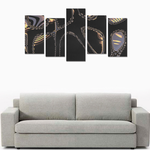 Elegant Black Fractal Canvas Print Sets E (No Frame)