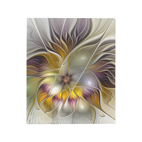 Abstract Colorful Fantasy Flower Modern Fractal Art Quilt 50"x60"