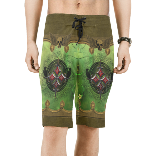 Wonderful gothic design with skull Men's All Over Print Board Shorts (Model L16)