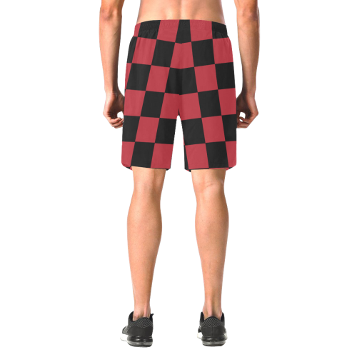 B+R Checker Shorts Men's All Over Print Elastic Beach Shorts (Model L20)