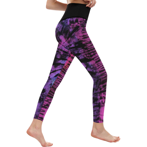 Crumple To Lined Tie Dye Women's All Over Print High-Waisted Leggings (Model L36)