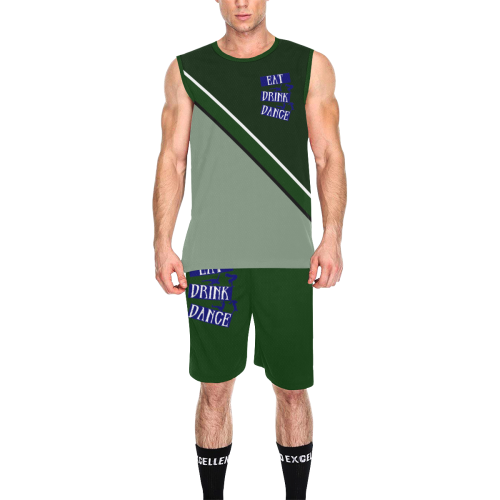 Break Dancing Blue / Green All Over Print Basketball Uniform
