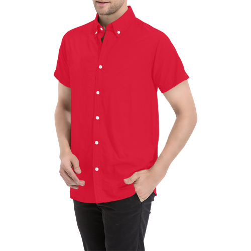 color Spanish red Men's All Over Print Short Sleeve Shirt (Model T53)