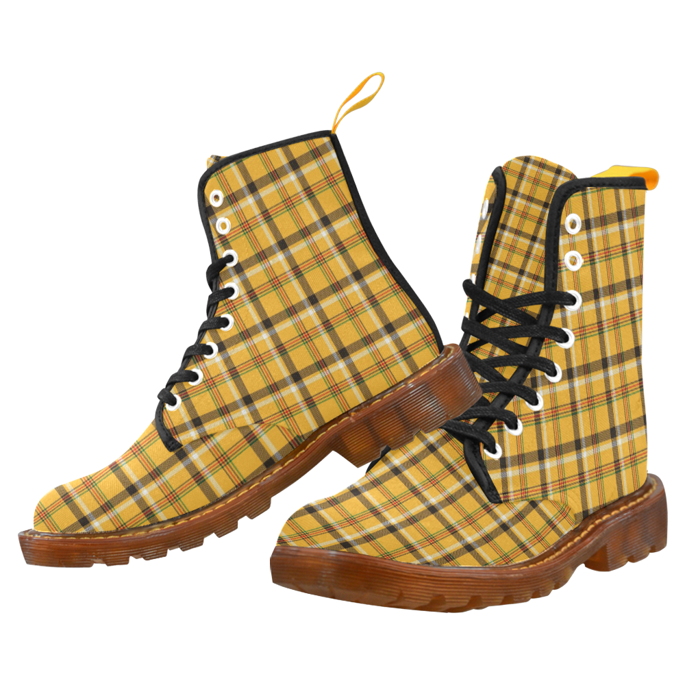 yellow tartan boots
