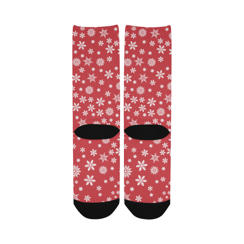 Christmas  White Snowflakes on Red Custom Socks for Women