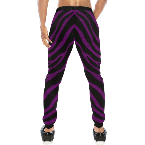 Ripped SpaceTime Stripes - Purple Men's All Over Print Sweatpants (Model L11)