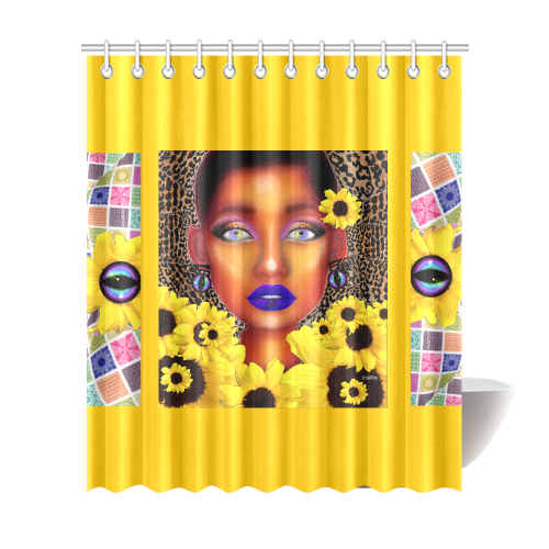 SUNFLO GODDESS  YELLO Shower Curtain 72"x84"