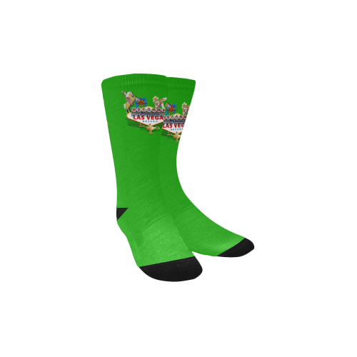 Las Vegas Welcome Sign Green Custom Socks for Kids