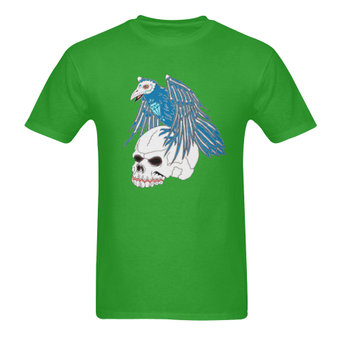 Raven Sugar Skull Green Men's T-Shirt in USA Size (Two Sides Printing)