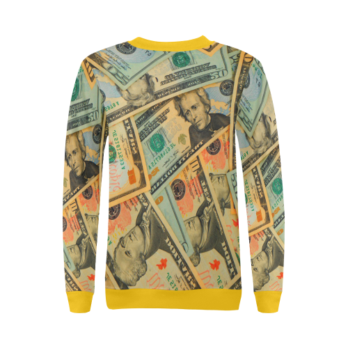 US DOLLARS 2 All Over Print Crewneck Sweatshirt for Women (Model H18)