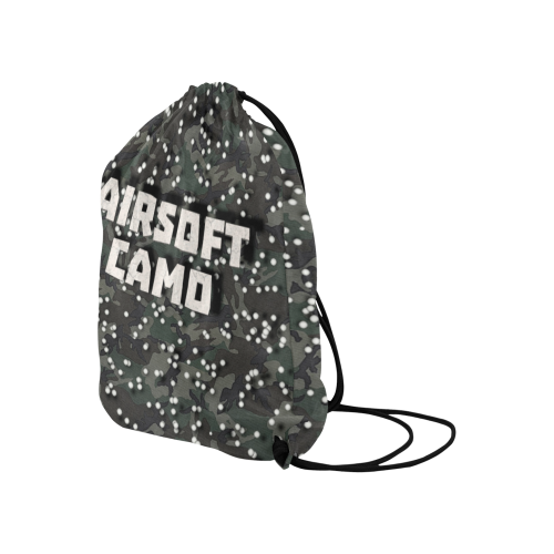 funny airsoft and paintball gamer woodland camouflage design parody Large Drawstring Bag Model 1604 (Twin Sides)  16.5"(W) * 19.3"(H)