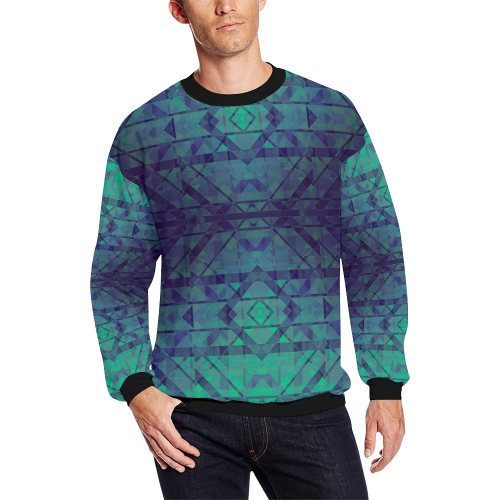 Sci-Fi Dream Blue Geometric design All Over Print Crewneck Sweatshirt for Men (Model H18)