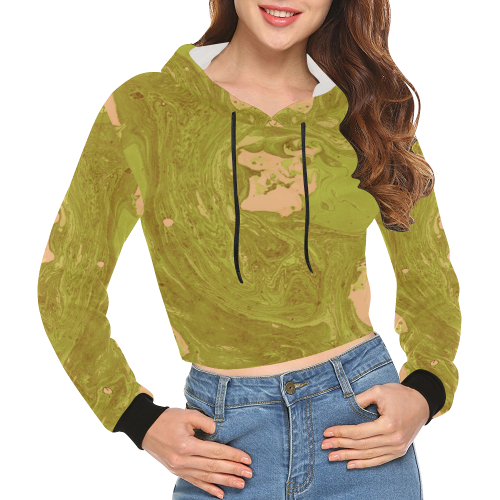 Design Gold hoodie splash All Over Print Crop Hoodie for Women (Model H22)