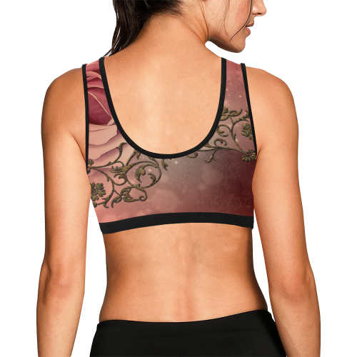 Wonderful roses with floral elements Women's All Over Print Sports Bra (Model T52)