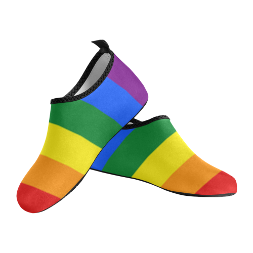 Gay Pride Rainbow Flag Stripes Men's Slip-On Water Shoes (Model 056)