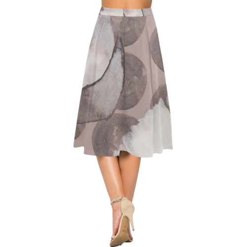 Watercolor Flowers Mauve Aoede Crepe Skirt (Model D16)