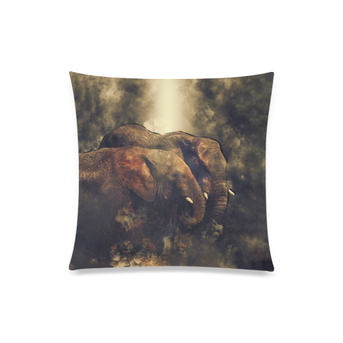 Pair of African Elephants in Cosmic Mystery Shroud Custom Zippered Pillow Case 20"x20"(Twin Sides)