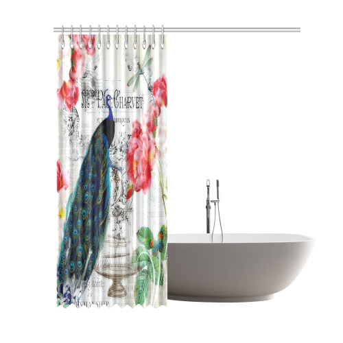peacock and roses Shower Curtain 69"x84"