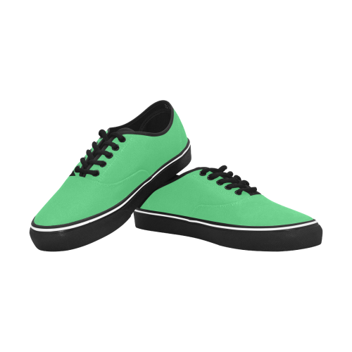 color Paris green Classic Women's Canvas Low Top Shoes (Model E001-4)
