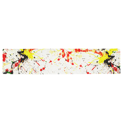 Yellow & Black Paint Splatter Table Runner 16x72 inch
