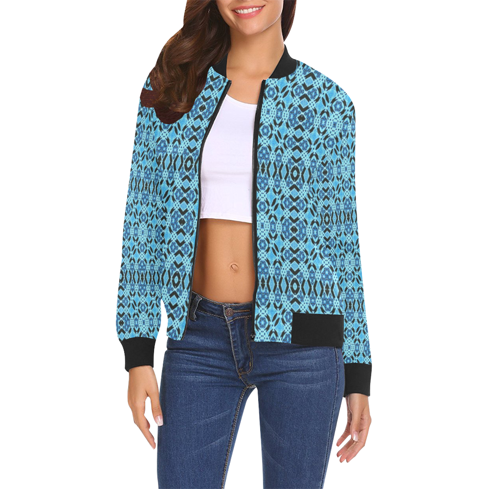 Gambling Poker Pattern Print Women Casual Bomber Jacket