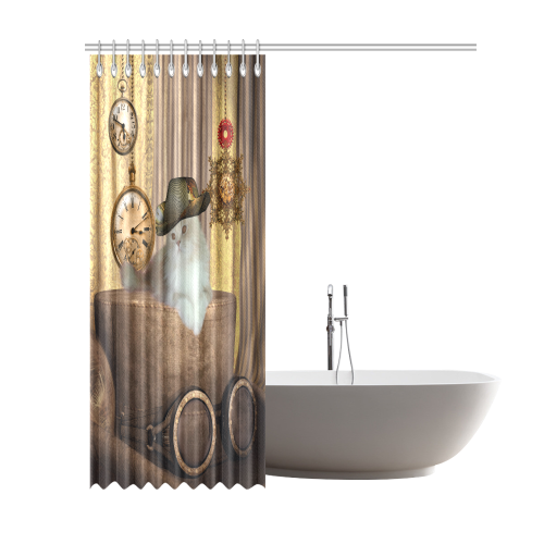 Funny steampunk cat Shower Curtain 69"x84"