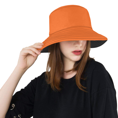 Outrageous Orange Solid Colored All Over Print Bucket Hat