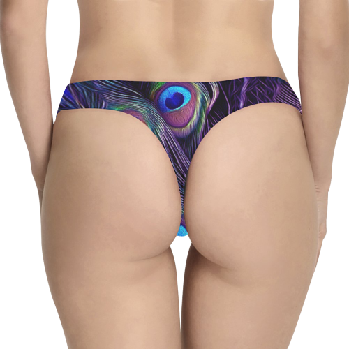 Peacock Feather Women's All Over Print Thongs (Model L30)