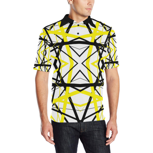 by crossing lines Men's All Over Print Polo Shirt (Model T55)
