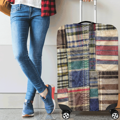 wrinkled grunge patchwork plaid Luggage Cover/Large 26"-28"