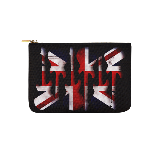 Union Jack British UK Flag Guitars Black Carry-All Pouch 9.5''x6''