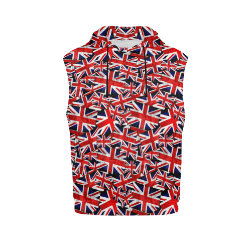 Union Jack British UK Flag All Over Print Sleeveless Hoodie for Men (Model H15)