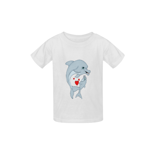 Dolphin Love White Kid's  Classic T-shirt (Model T22)