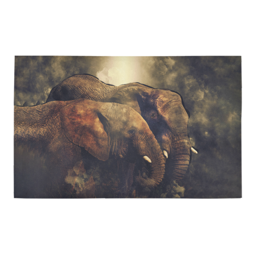 Pair of African Elephants in Cosmic Mystery Shroud Bath Rug 20''x 32''