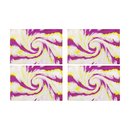 Pink Yellow Tie Dye Swirl Abstract Placemat 12’’ x 18’’ (Four Pieces)