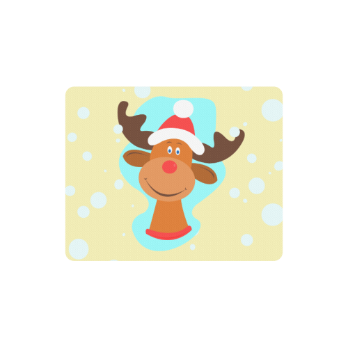 Funny Christmas Reindeer and Snow on Yellow Rectangle Mousepad